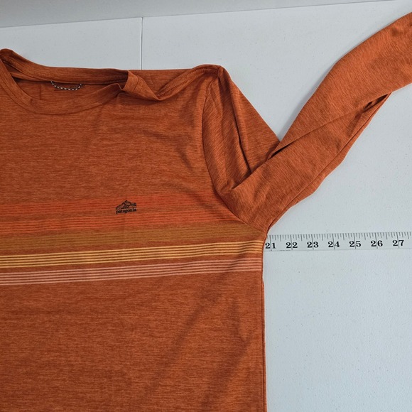 Patagonia Men's Orange Stripe Long Sleeve Crew Neck T-Shirt Size M‎ - Picture 4 of 10